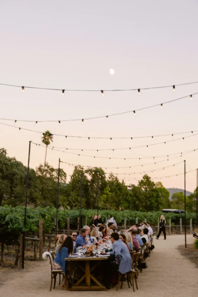 Sunset vineyard dinner
